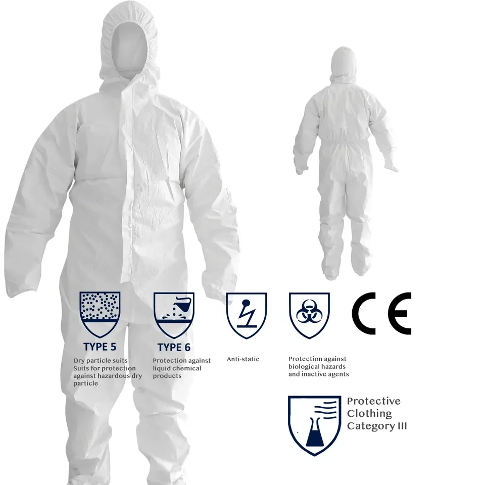 Type 5/6 SF Disposable Microporous coverall in Safety clothing disposable coverall for men ppe suit safety clothes high quality