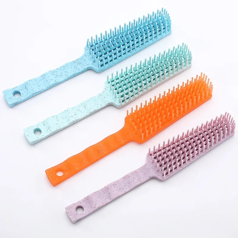Factory Price Women Hair Scalp Massage Comb Eco-friend Reusable Wheat Straw Detangling Brush For Salon straight Curly Hair Tools