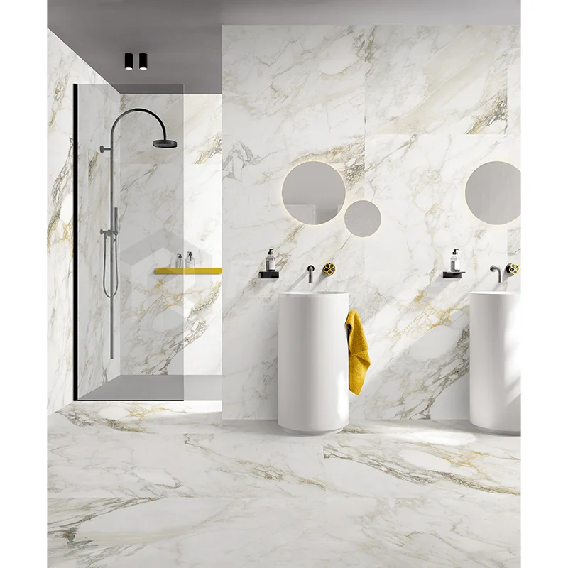 Realgres Calacatta Gold Marble Effect Big Slab Porcelain Tiles For Bathroom And Toilet 900*1800 Mm