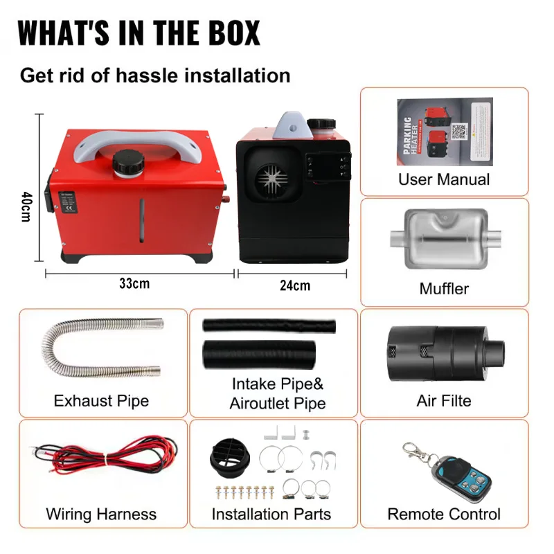 8KW All-In-One Portable Diesel Coolant Air Heater Autonomous 12V/24V Car Diesel Heater for Parking Use