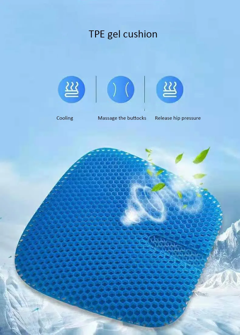 Gel Seat Pad Breathable Egg Support Honeycomb TPE Seat Cushion Home Office Chair Cushion Breathable Cool Square Cushion 1kg