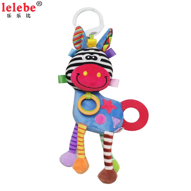lelebe 2020 China factory baby gift organic hanging   teething rattle soft animal  children plush other kids with baby toys