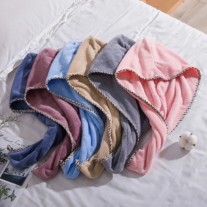 Custom Personalized SPA Super Absorbent Quick Dry Soft Magic Turban Towel With Buttons Twist Wrap Microfiber Hair Towel