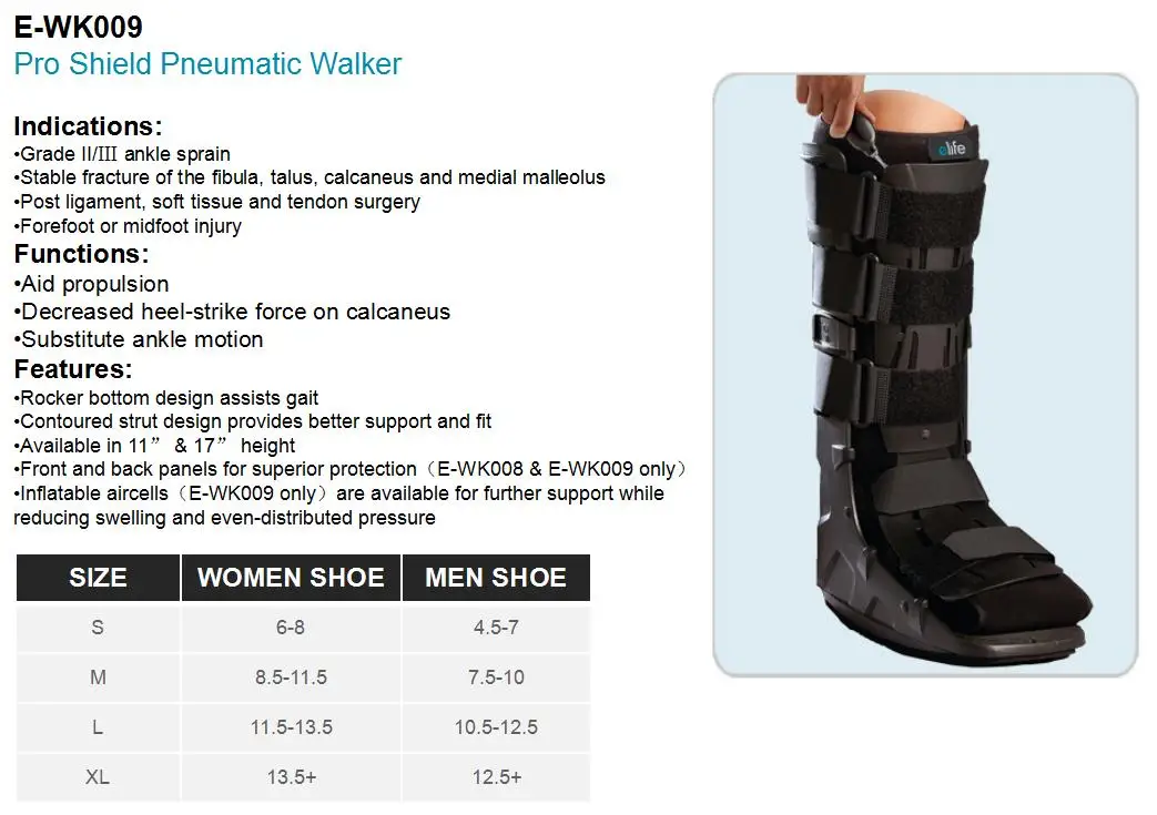 E-Life E-WK009 Orthopedic Air CAM Walker Boot Medical Walking Fracture Boot Ankle Walker Brace