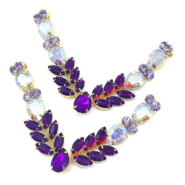 Wholesale Summer Beach Party decoration Colorful Acrylic Crystal Rhinestone V shape flip flop Shoe Chain buckles For women shoe