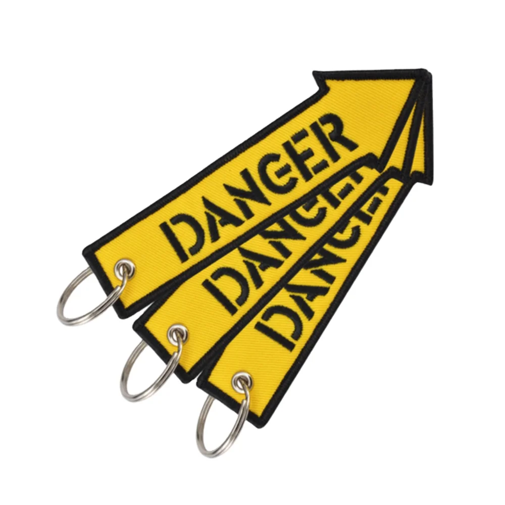 Embroidered KeyChain DANGER Fashion Embroidery Key Chain for Motorcycles