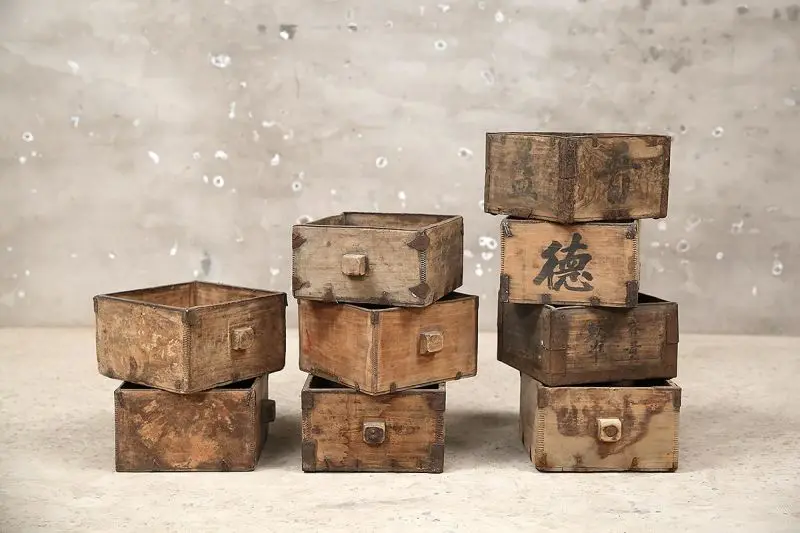 Chinese Antique Furniture Old Wooden Bucket original rice wooden bucket