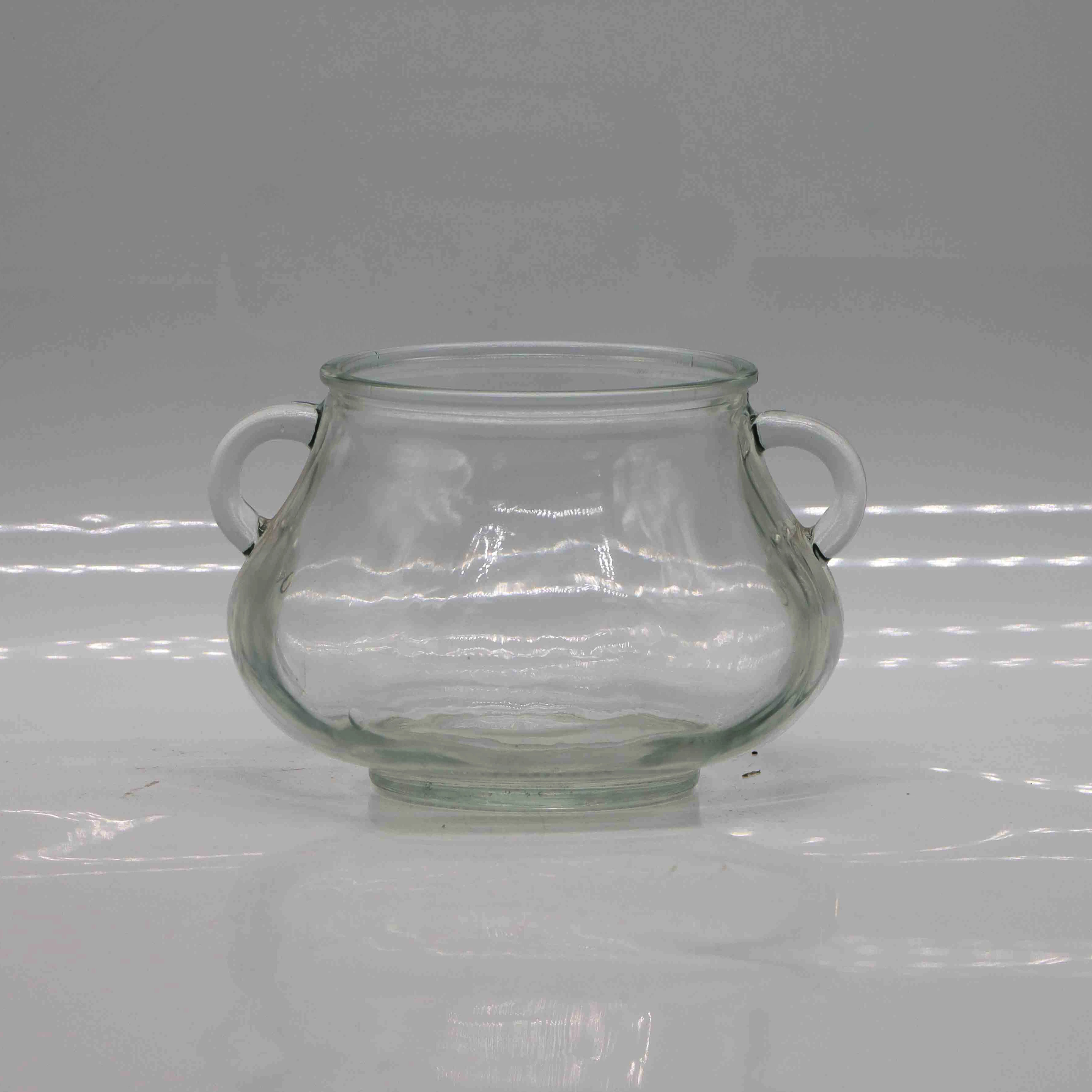 Customized decorative screen printed empty candle jars transparent glass candle holders with handle glass storage containers