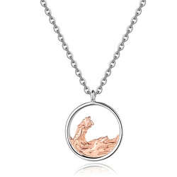 YINSAKI Silver 18K Gold White Gold Plated Plating Coin Couple Engraved Necklace Hollow Wave Mountain Pendant