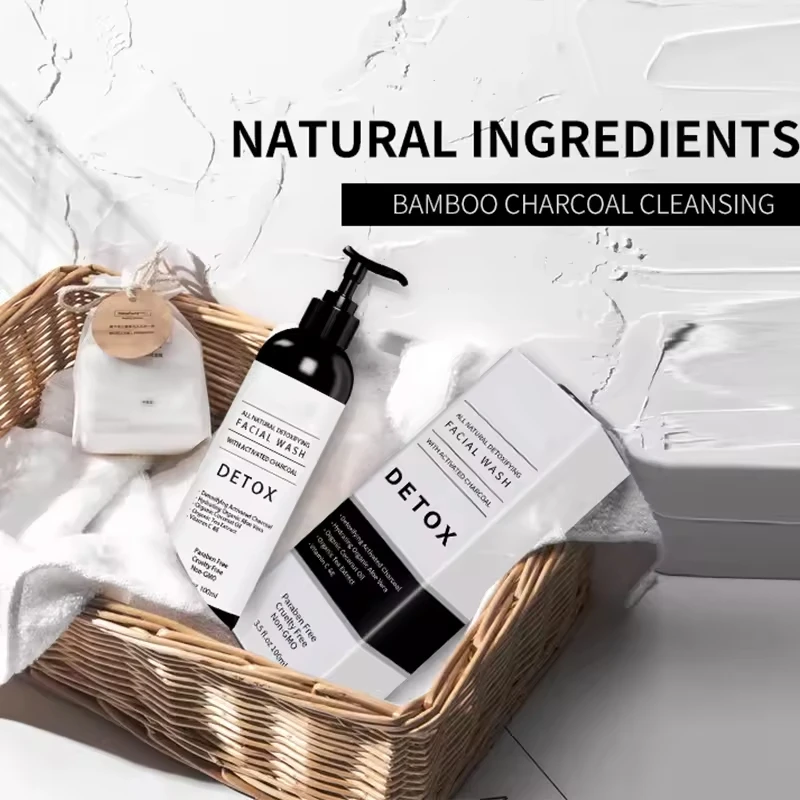 Private Label Organic Face Wash Pure Oil Control Acne Treatment Gentle Tea Tree Activated Charcoal Detox Cleanser