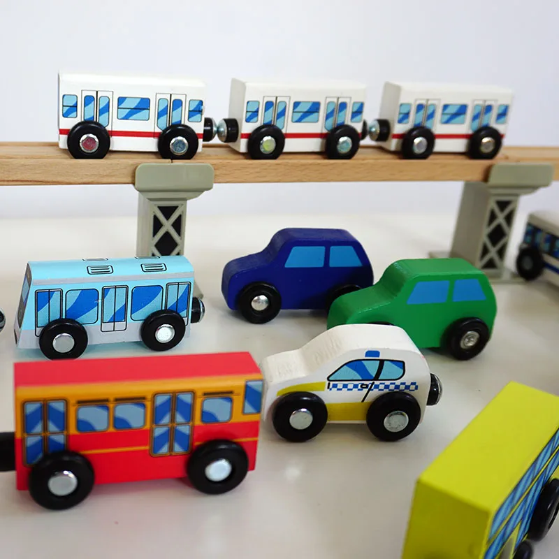 Wooden Train Tracks Compatible with  Wood Toy Railroad Set Wooden Train Cars for slot Toy