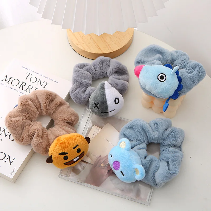 Korean cartoon plush doll hair tie mickey girls accessories Sweet and lovely in autumn and winter kids accessories