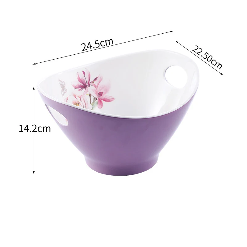 Wholesale anti-drop salad bowl fruit blue drain basket Melamine European Fruit Plate