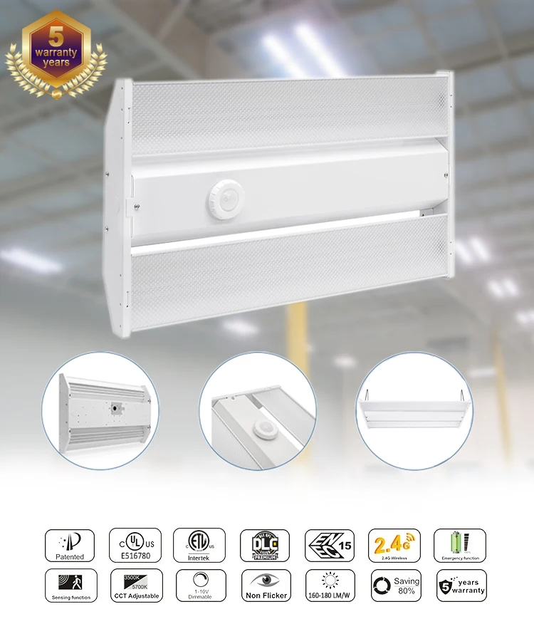 High efficient High Bay Light 5 years warranty ETL DLC Listed 80W 100W Led Linear High Bay
