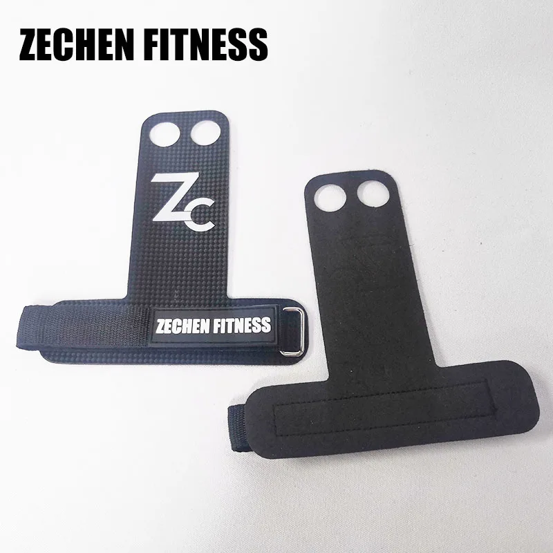 2 hole Carbon palm protect fitness gym guard weight lifting grip