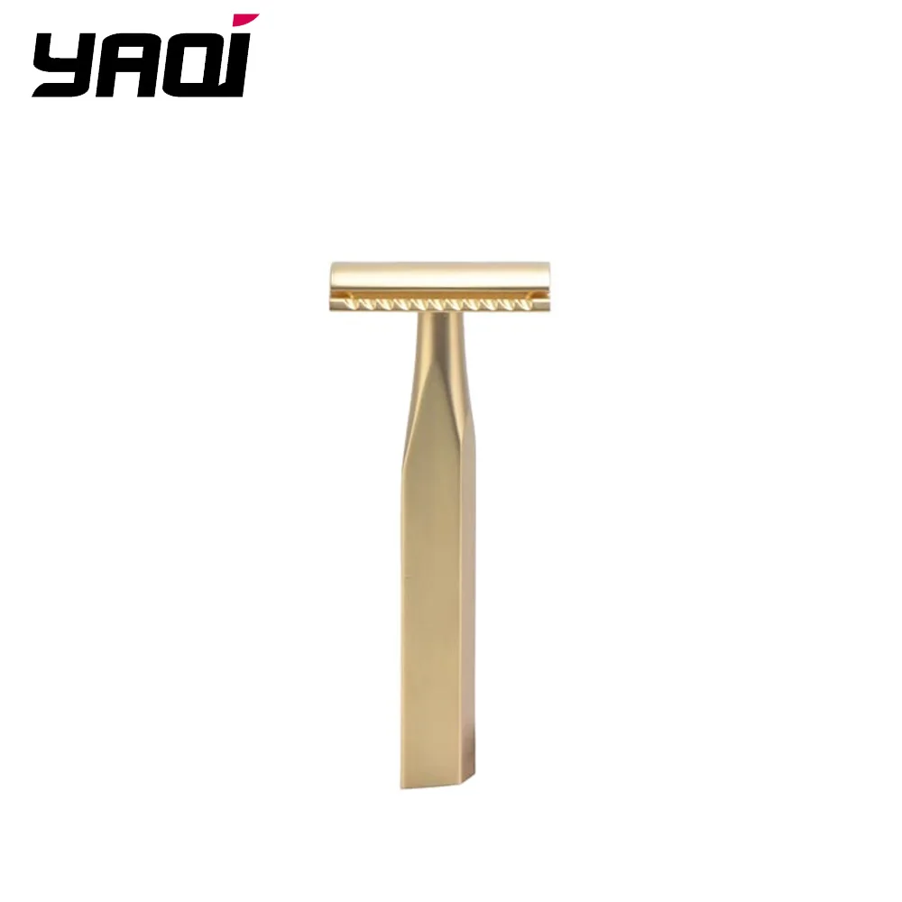 YAQI Men Barber Razor Double Edge Safety Razor Matte Golden Color Zinc Alloy Aluminum Handle Razor