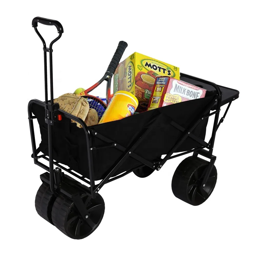 KINDE Collapsible Folding Wagon Beach Cart With All-Terrain Wheels Suit for Shopping, Beach and Camping