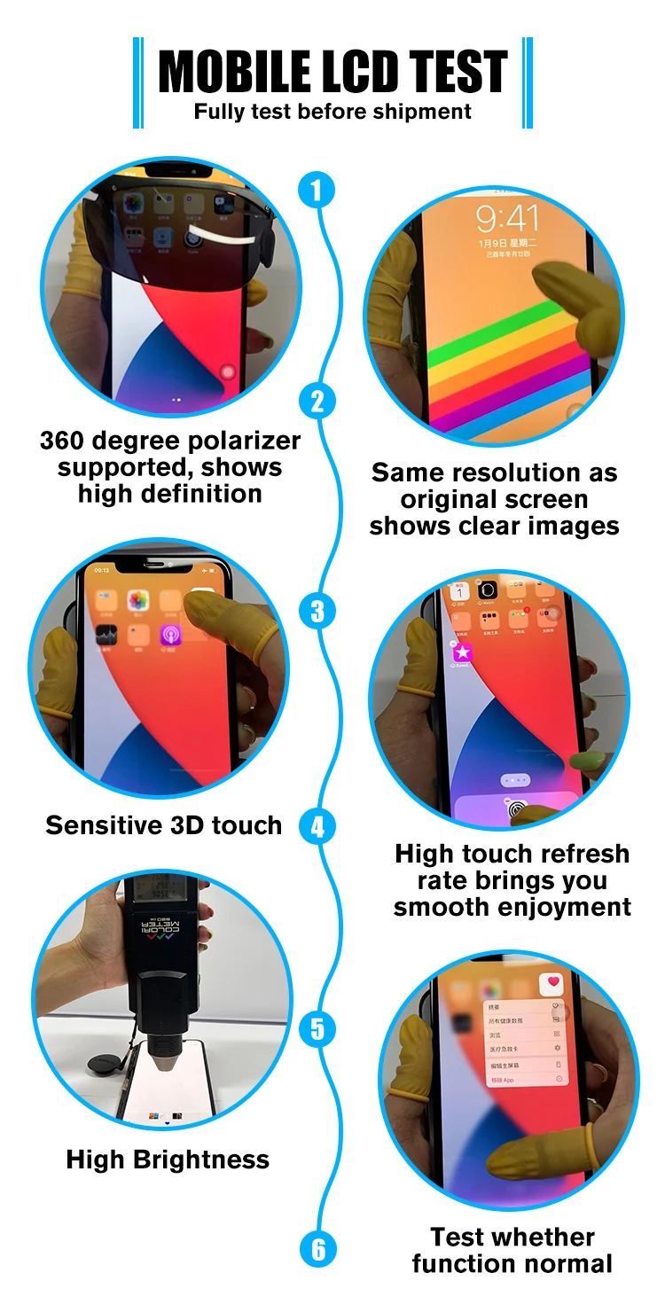 OEM OLED mobile phone lcds Wholesale screen for iPhone 7 8 plus xr xs x 11 12 pro max 13 mini lcd display replacement