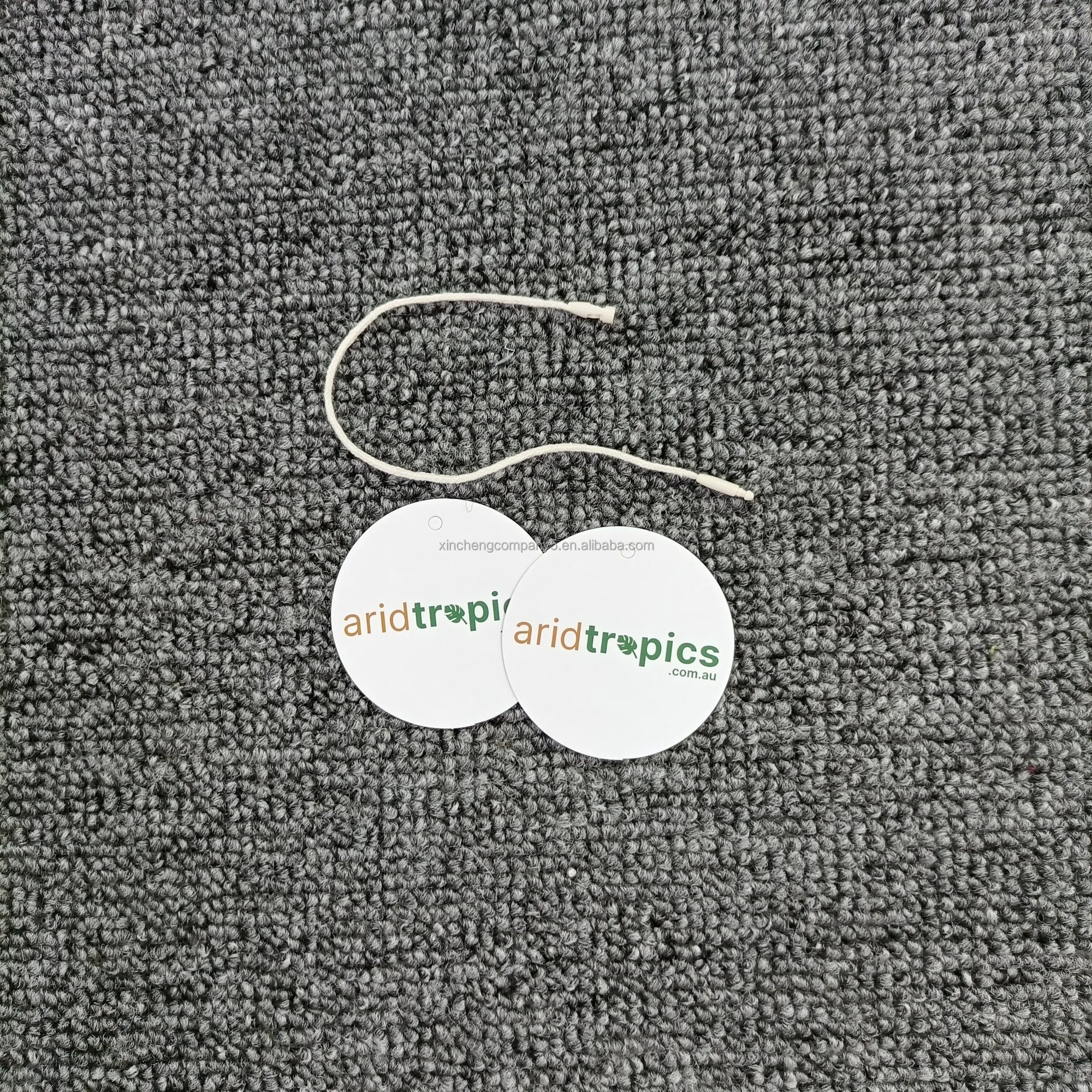 Custom clothing tag logo tag special black silk-screen printing with hang tag string for jeans and clothing