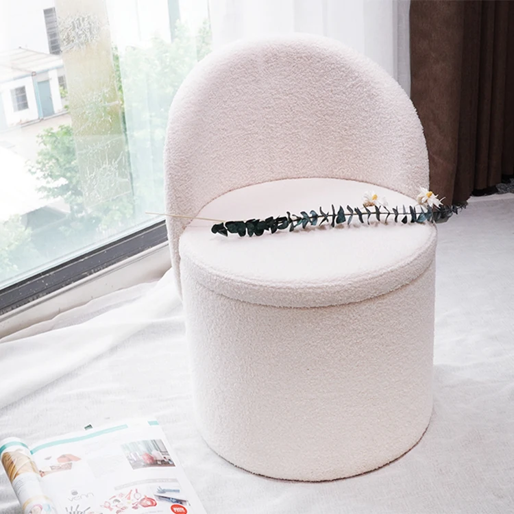Бархатный стул ворсовый бежевый белый мягкий оттоманка круглый стул пуф оттоманка стул для ног