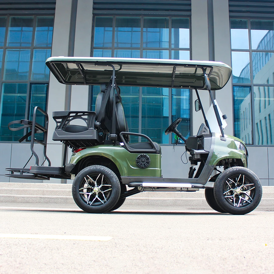 48v Lithium Battery 5kw Ac Motor 4 Wheels Brake Front Disc Brake Electric 4 Passengers Lifted Electric Golf Cart For Sale
