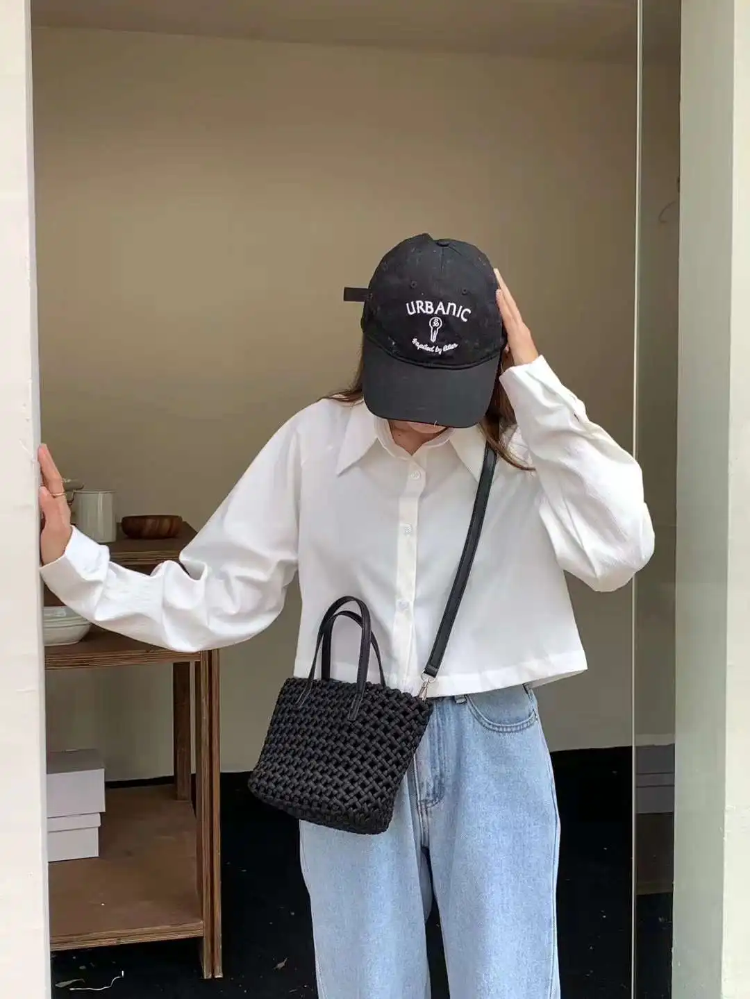 new neoprene casual hollow small tote handbag shoulder crossbody woven bag for ladies women