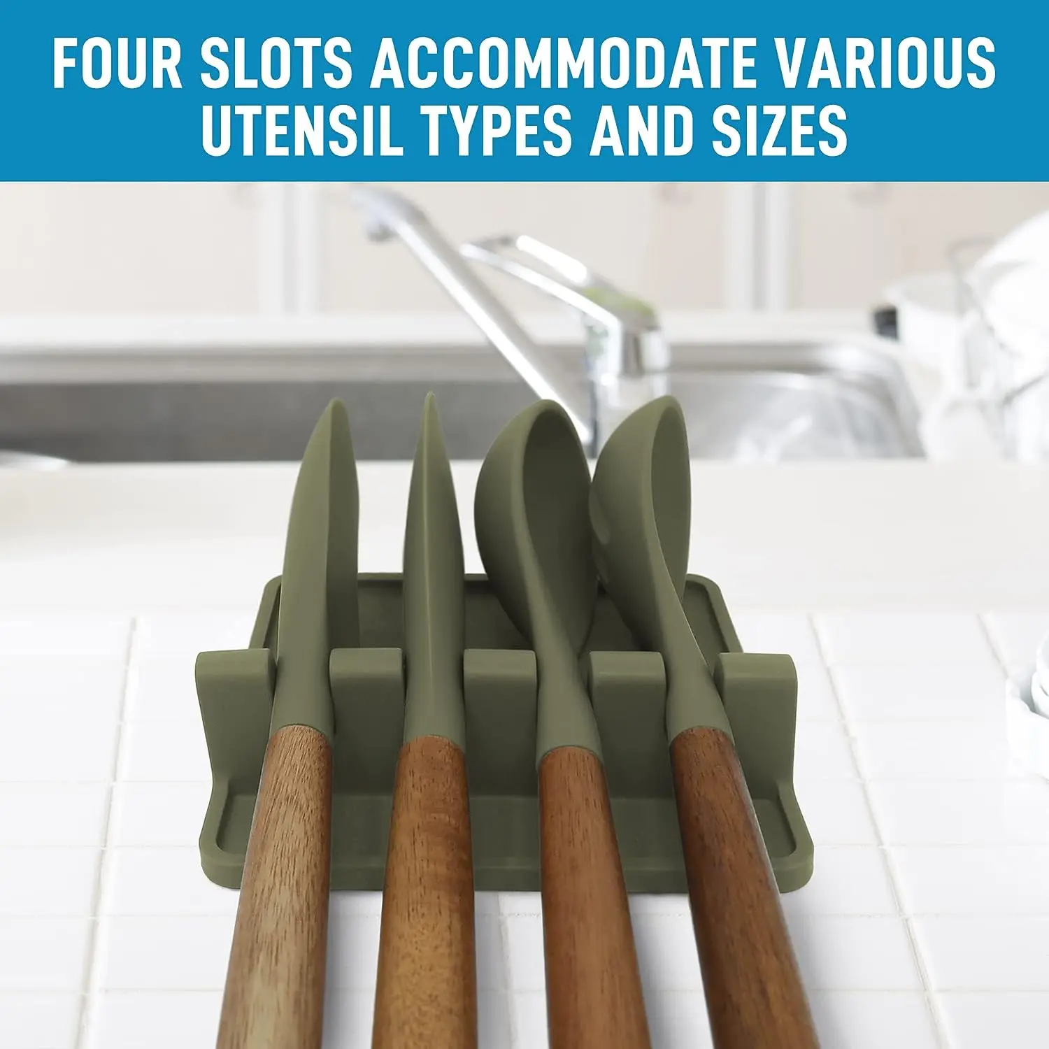 Factory Heat-Resistant Kitchen Silicone Utensil Rest Holder Spoon Rest with Drip Pad
