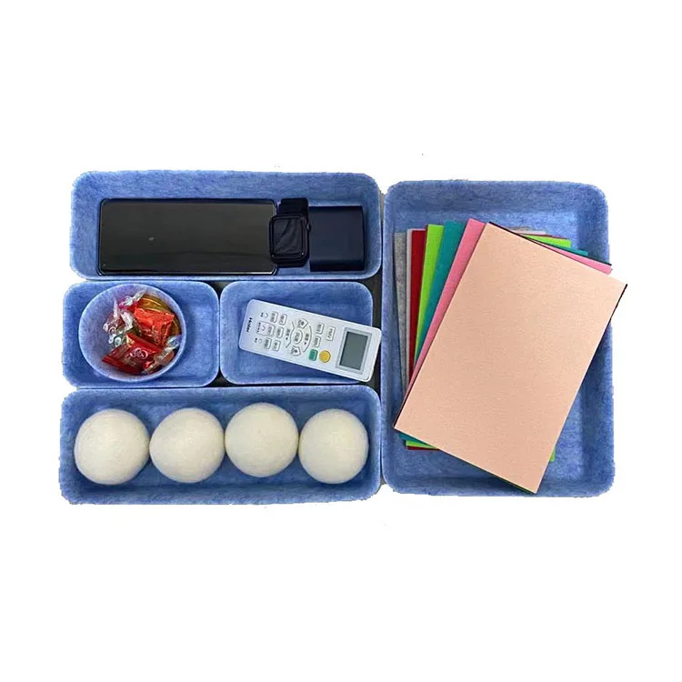 Drawer type storage box hard tray desktop small object storage partition box felt storage box
