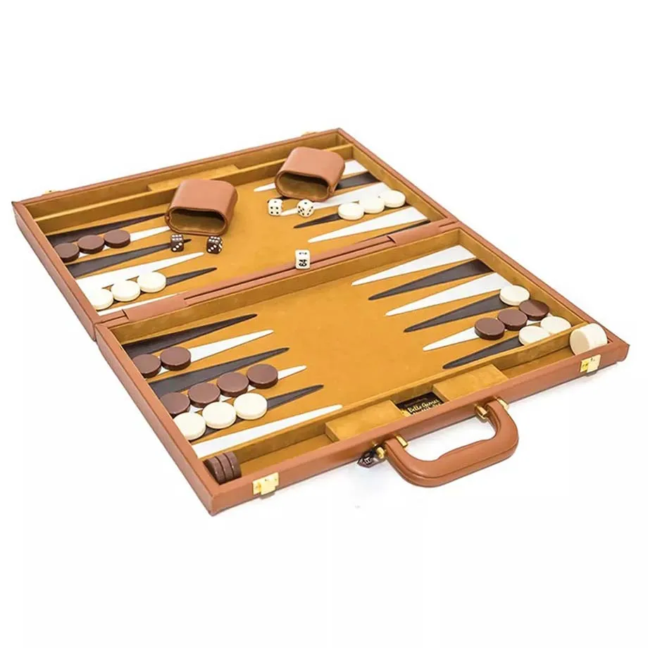 Classic Board Game with Premium genuine Leather Case Portable Travel Strategy Backgammon Game Set