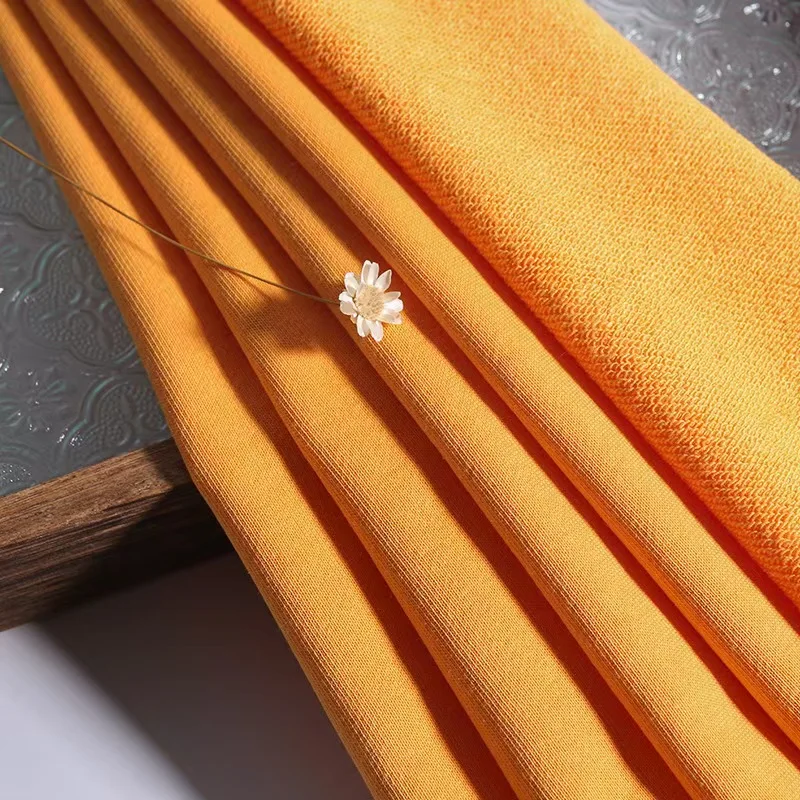 Wholesale Solid Color Orange Knit 280gsm 50%Cotton 50% Polyester French Terry CVC Fabrics for Hoodies