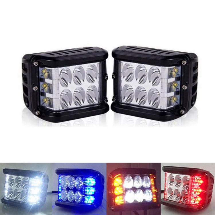 Dual Color Work Light 4 inch cube Car Strobe Light Waterproof Side Shot Strobe Pod Work Light