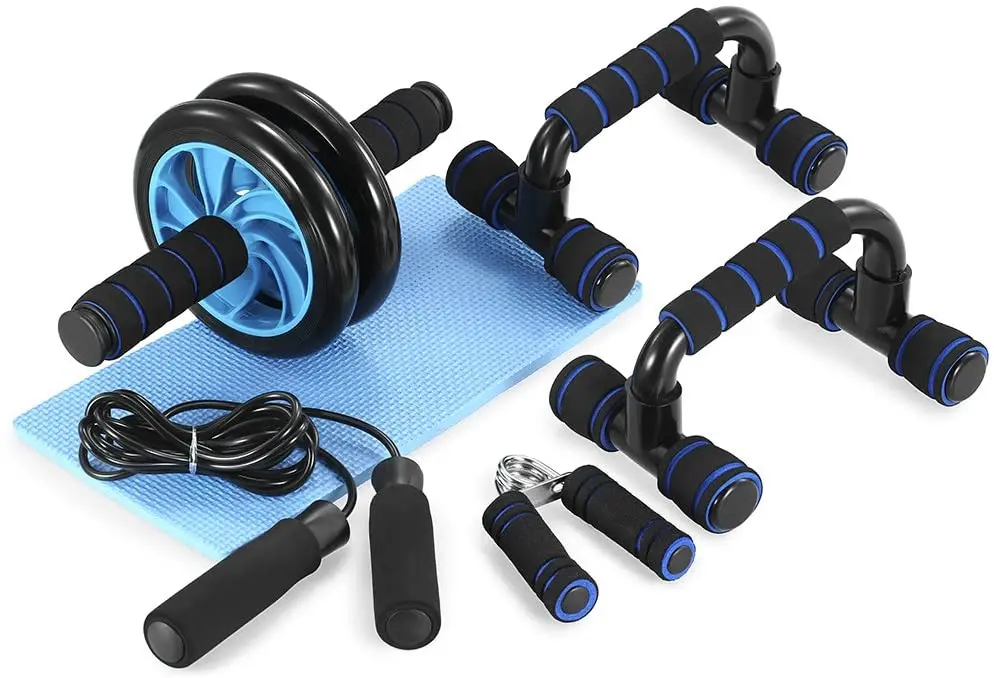 Push Up Bar Chest Expander Hand Grip 5 In1 Waist Exercise Abdominal Roller Wheel Set