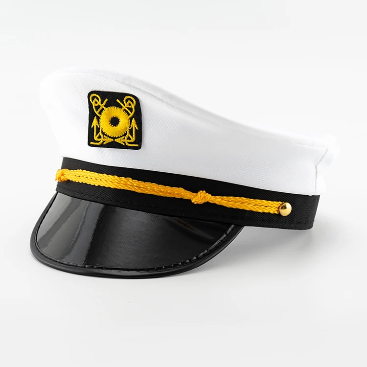 White Captain Polyester Fiber Creative Navy Hat Uniform Captian Navy Sailor Hat For Party