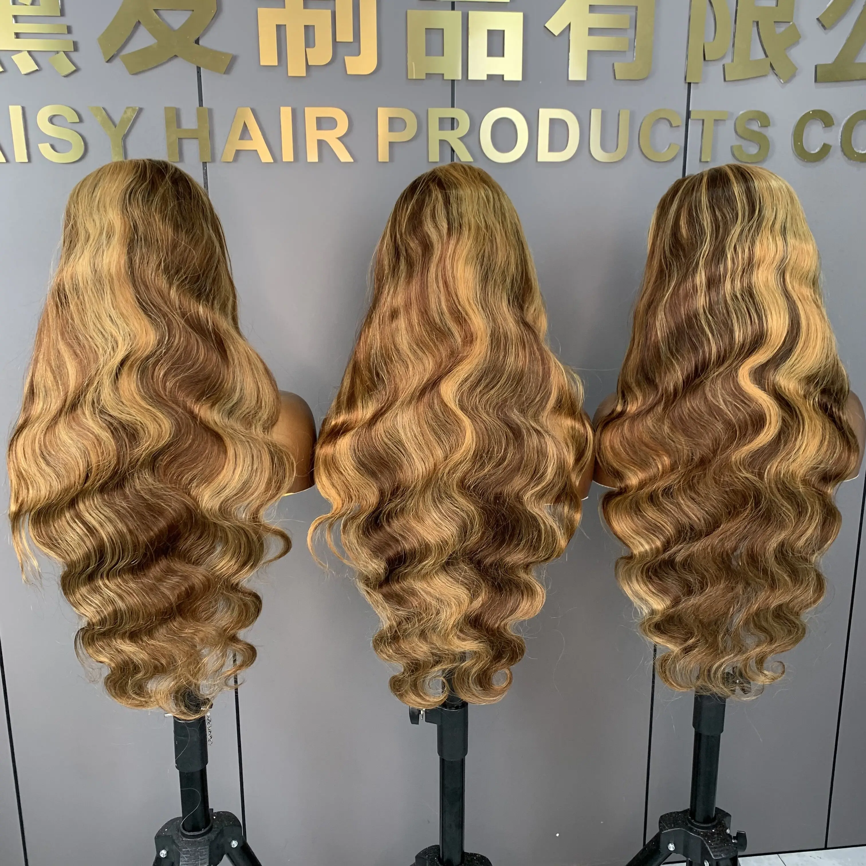 Honey Blonde Caramel Balayage Highlight Body Wave 13x4 Lace Front Wig 4x4 Lace Closure Human Hair Wig