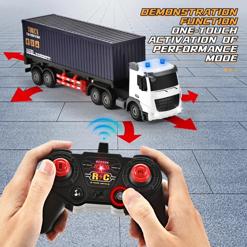 Hot selling Simulation 6 channel light music 2.4G frequency  RC Tow car remote control flatbed trailer truck toys for Boys