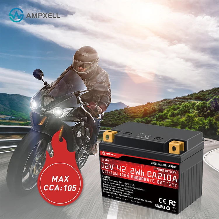 AMPXELL 12V 42.2Wh 3.5Ah CA210A motorcycle lithium iron phosphate starting batteries lifepo4 for Honda Kawasaki Suzuki Yamaha