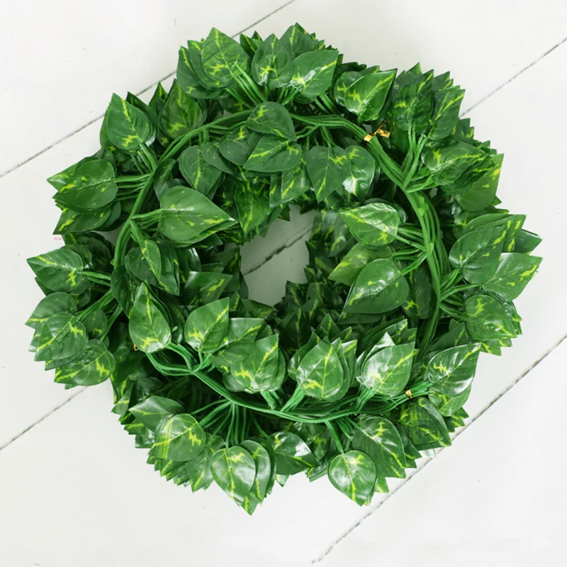 12 pieces of artificial plant leaf wreath silk rattan leaf rattan hanging home living room decoration fake ivy wreath decoration