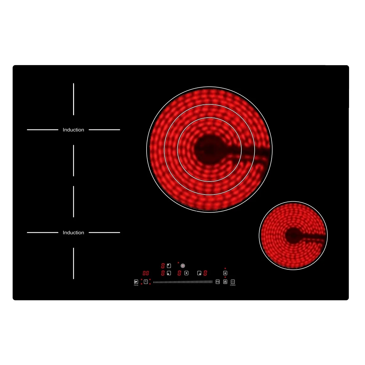 ETL Certified Hybrid Cooktop for Household Use US Market Combination of 2 Induction and 2 Ceramic Electric Cooktop