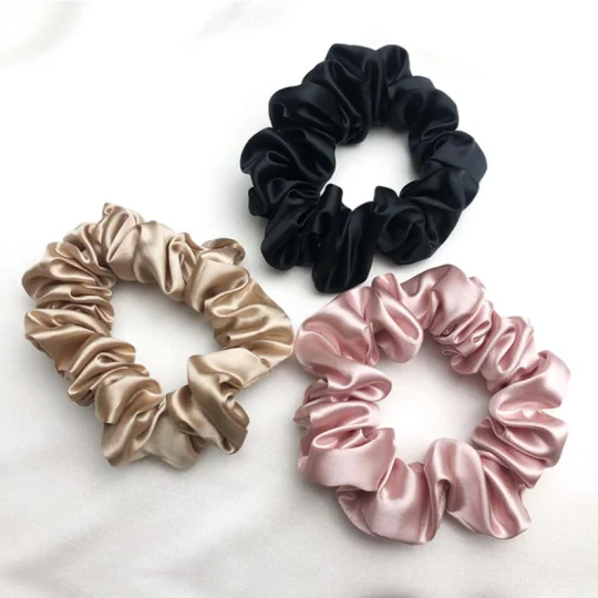 Hot Sale JILI SILK 100% Mulberry Silk Hair Scrunchies Large 3.5CM Silk Elastic Hair Bands For Girls