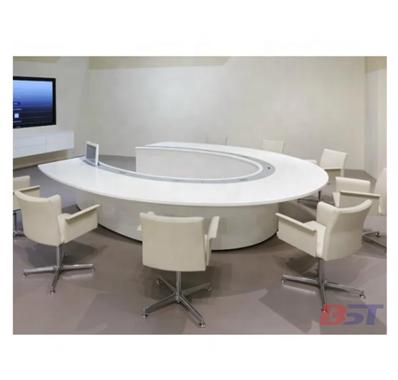 Luxury Large Conference Table Oval Shape Marble Top 10 Person Conference Table Meeting Table