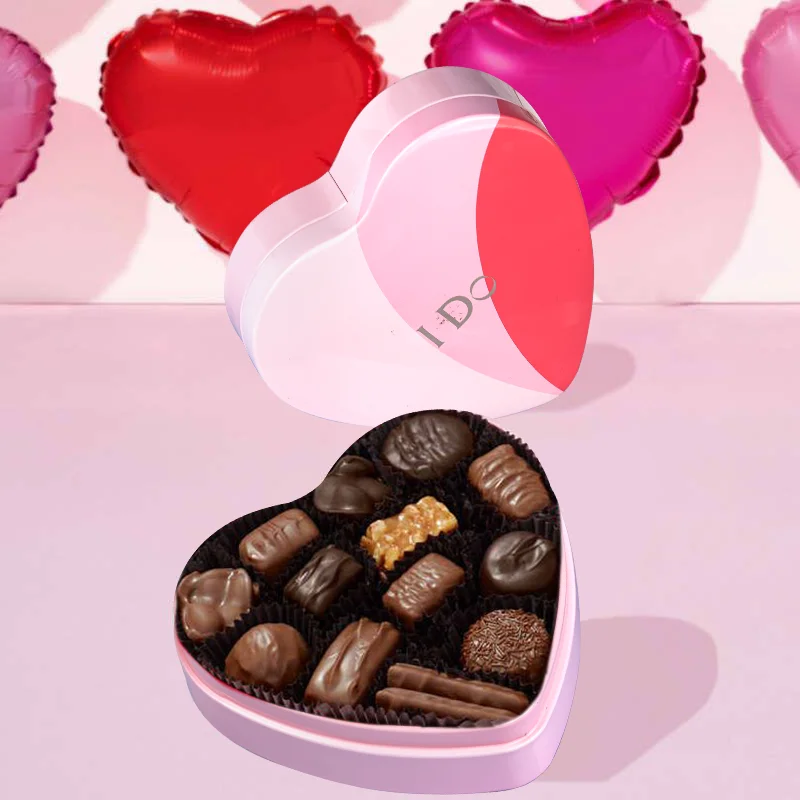 Guangzhou Factory Custom Heart Tin Food Grade Valentine Day Wedding Sweets Chocolate Tin Box Empty Heart Shaped Tin Gift Box
