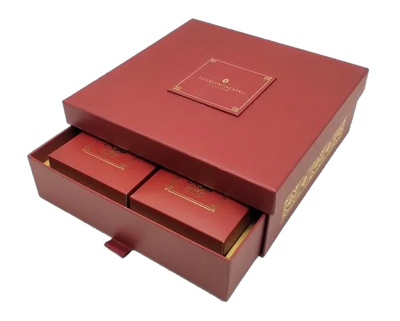 Custom kraft cardboard slide rigid boxes opening with a ribbon pull hard rigid Drawer Sliding decorate storage box