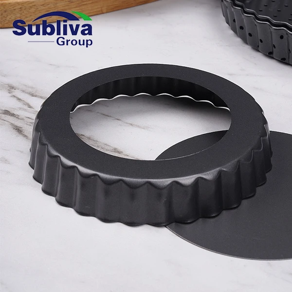 Углеродистая сталь Non-Stick круглая рифленая сковорода для заварного крема с незакрепленным основанием 12x2 см