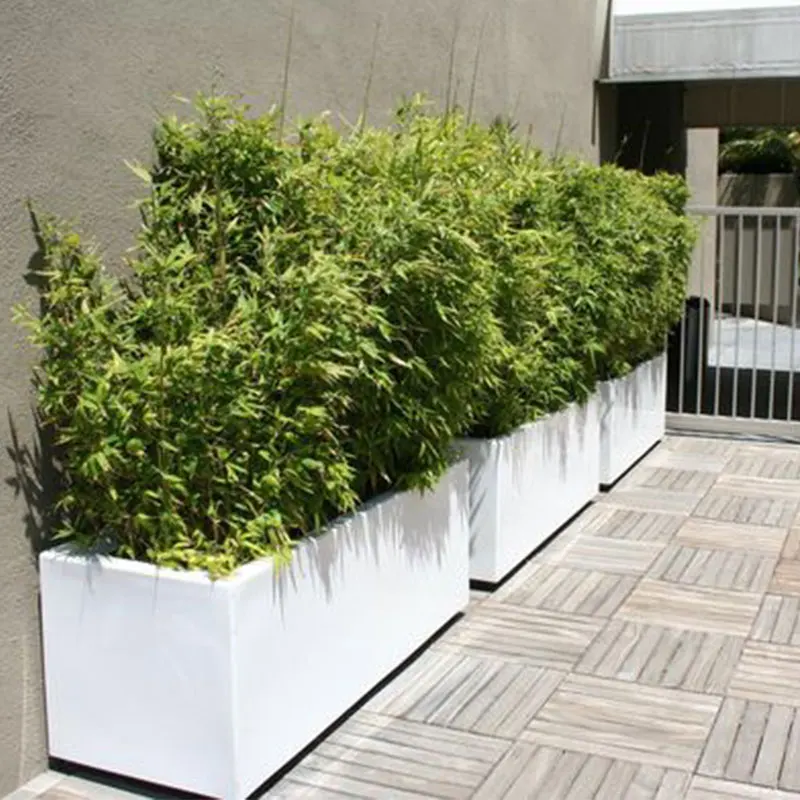 Customized rectangular outdoor indoor white planter garden big pots flower fiberglass trough planters outdoor furniture