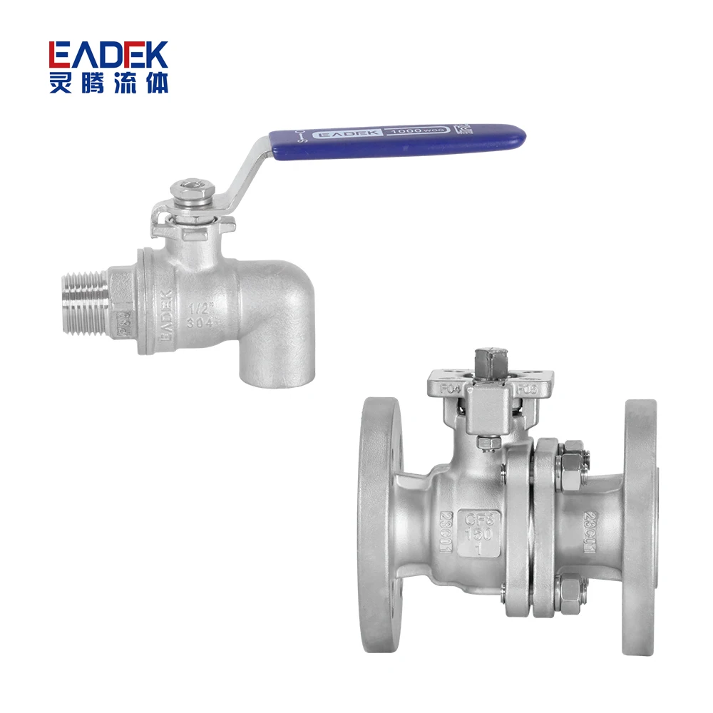 Leadtek EN13828 Standard 2PC Mounting Pad Flanged Ball Valve SS304 SS316 Elbow Valve 1/4 - 2 Inch General Base Manual Raw Tape