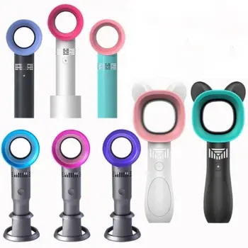 OEM Portable Leafless Rechargeable Desktop Table Handheld Bladeless Mini Fan USB Air Cooler Dryer Phone Holder Stand
