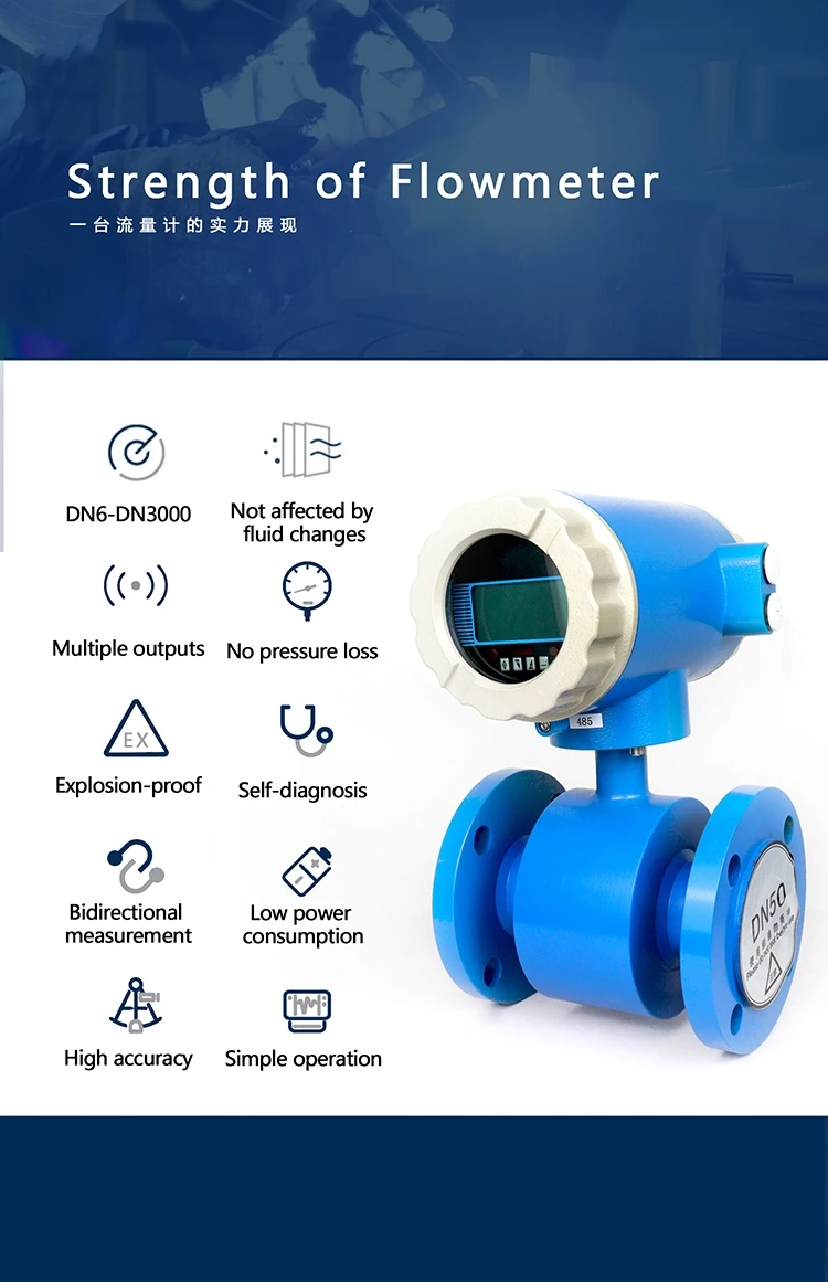 KFHLS dn 80 dn100 Ti electrode Chinese manufacturers selling Low cost PTFE DN25 high quality transmitter magnetic flow meter