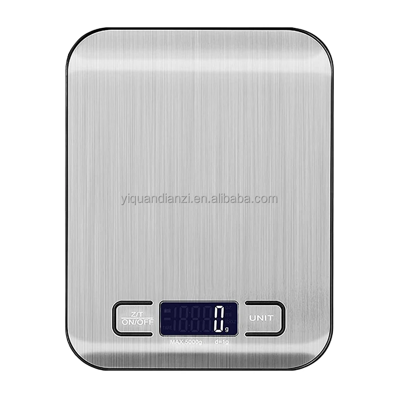 5kg LCD Kitchen Scale Backlight Brushed 304 Stainless Steel Platform Weight in Grams Ounce for Baking Cooking Four Corner Sensor