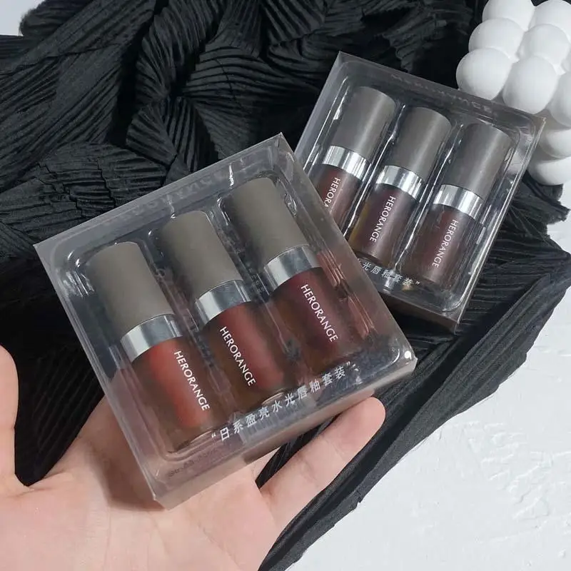 HERORANG 3pcs/set Lip Glaze Set Lipstick Velvet Matte Fashion White Matte Long-lasting Waterproof No Smudged