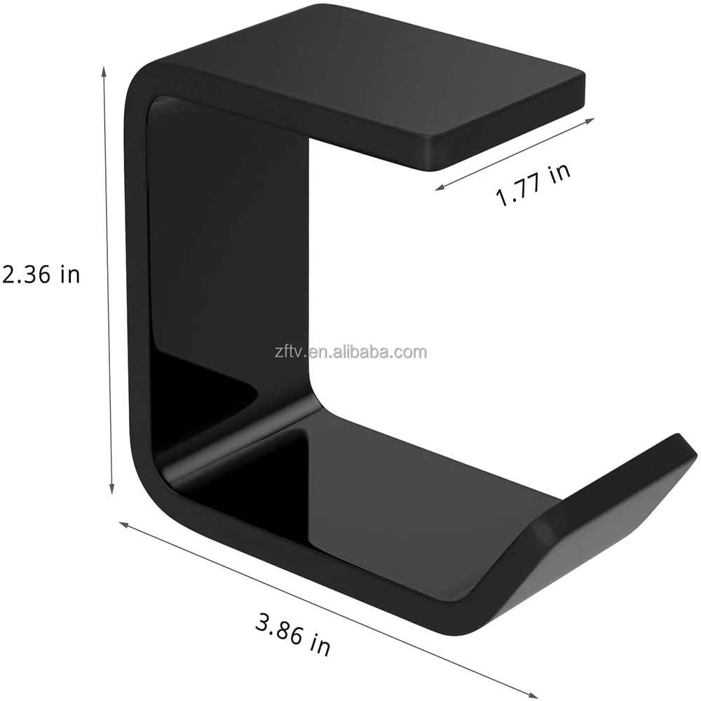 Headphones Stand Under-Desk Headphones Holder with Strong Adhesive Tape and Black White Transparent Colors